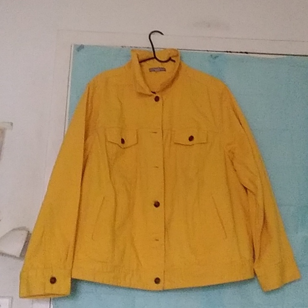 Jessica London denim jacket 24W/XL yellow long sleeve jacket.